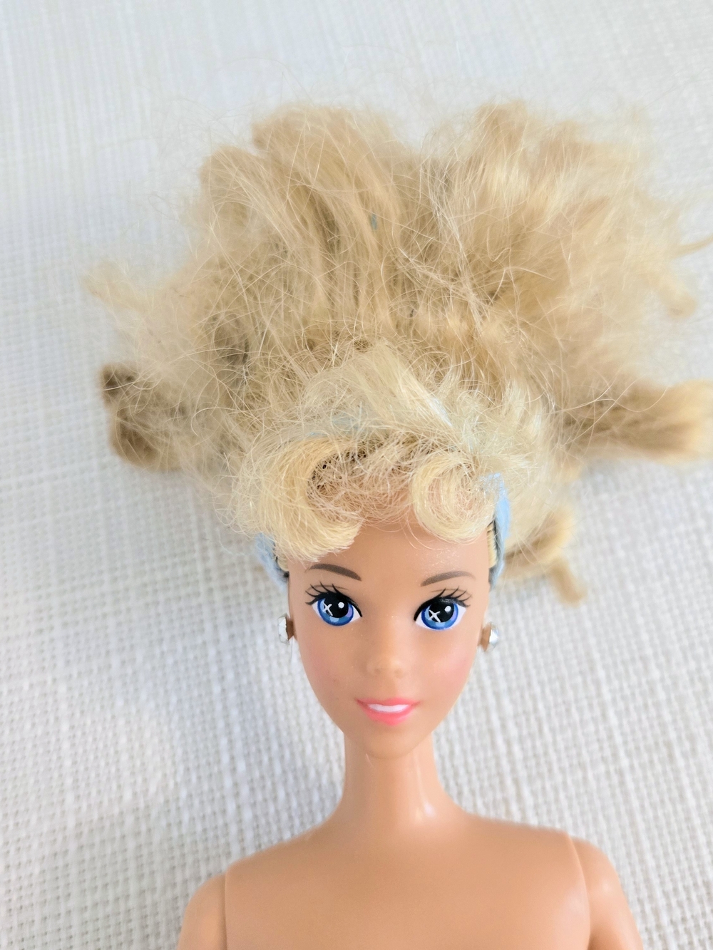 Vtg Mattel Disney Barbie Twist Bendable Legs 1955 Blonde Hair Earrings